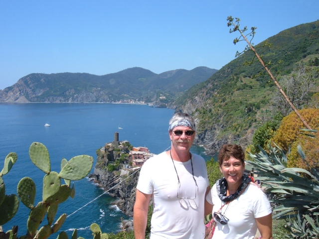 Ben and Mary Anne Hardin celebrating Bens big 50 just outside of Vernazza Italy