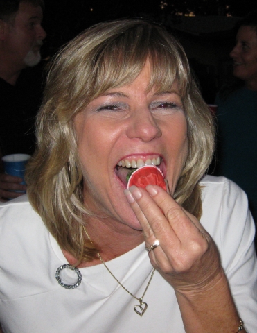 Terri Jackman Sanders enjoying a refreshing jello cocktail