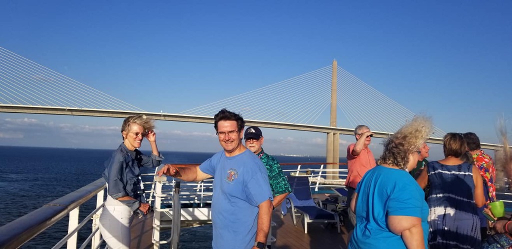 Crossing under the Sunshine Skyway Bridge is always exciting as the clearance is tight.