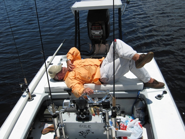 Neil Combee Working Hard:  It is hot in July in the 10,000 Islands!