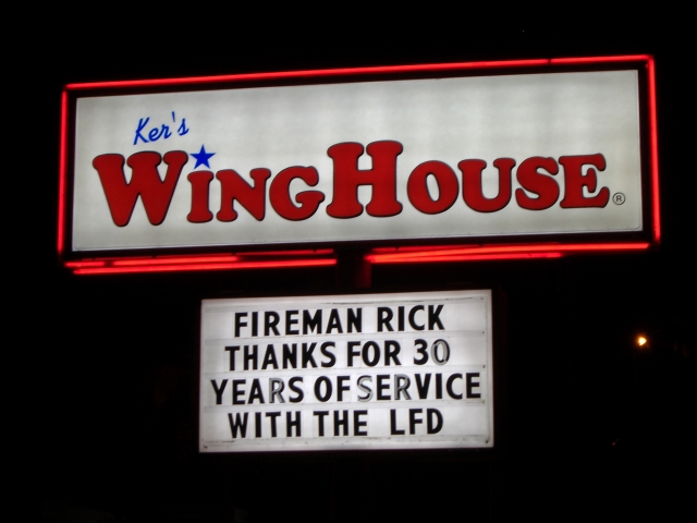 The Lakeland WingHouse shows their appreciation for Rick Beale serving 30 years with LFD and his disposable income.