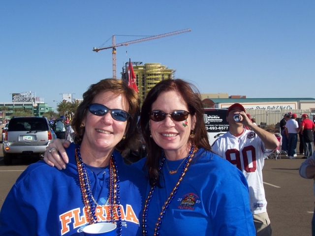 Liz Barrett and her sister Karen,  tailgating before Florida-Ohio State game