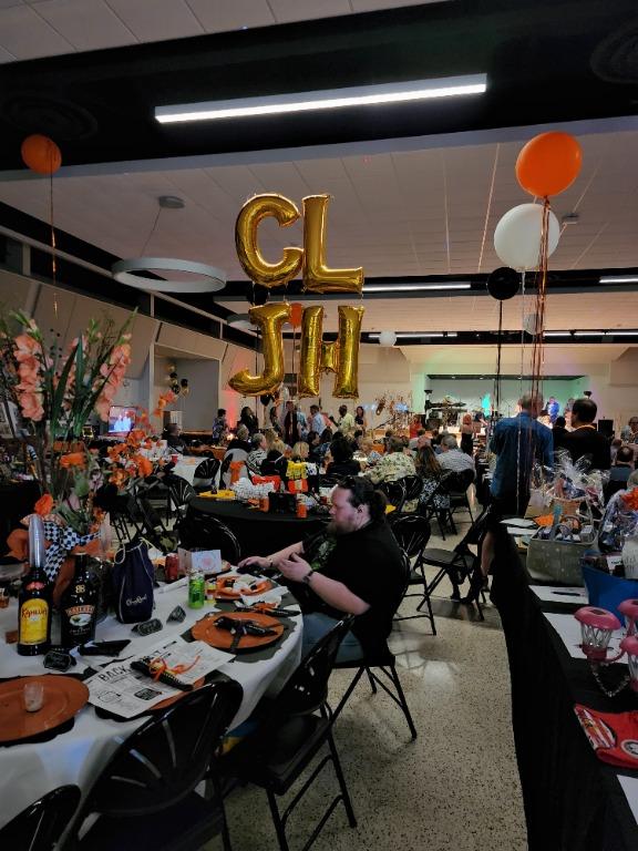 Shawn Eady and Liz Barrett put together a Crystal Lake Jr High table