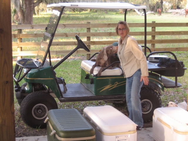 Our hostess Brenda Butler King, making one of many trips from her house to the barn, bringing delicious homemade treats