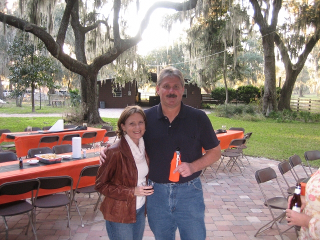 Tammi Higgenbotham Peters visits with Rick Beale at the Kings beautiful property, on a picture-postcard day