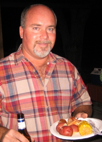 Lewis King, the host-with-the-most, getting ready to dig in to the Combee boys shrimp boil